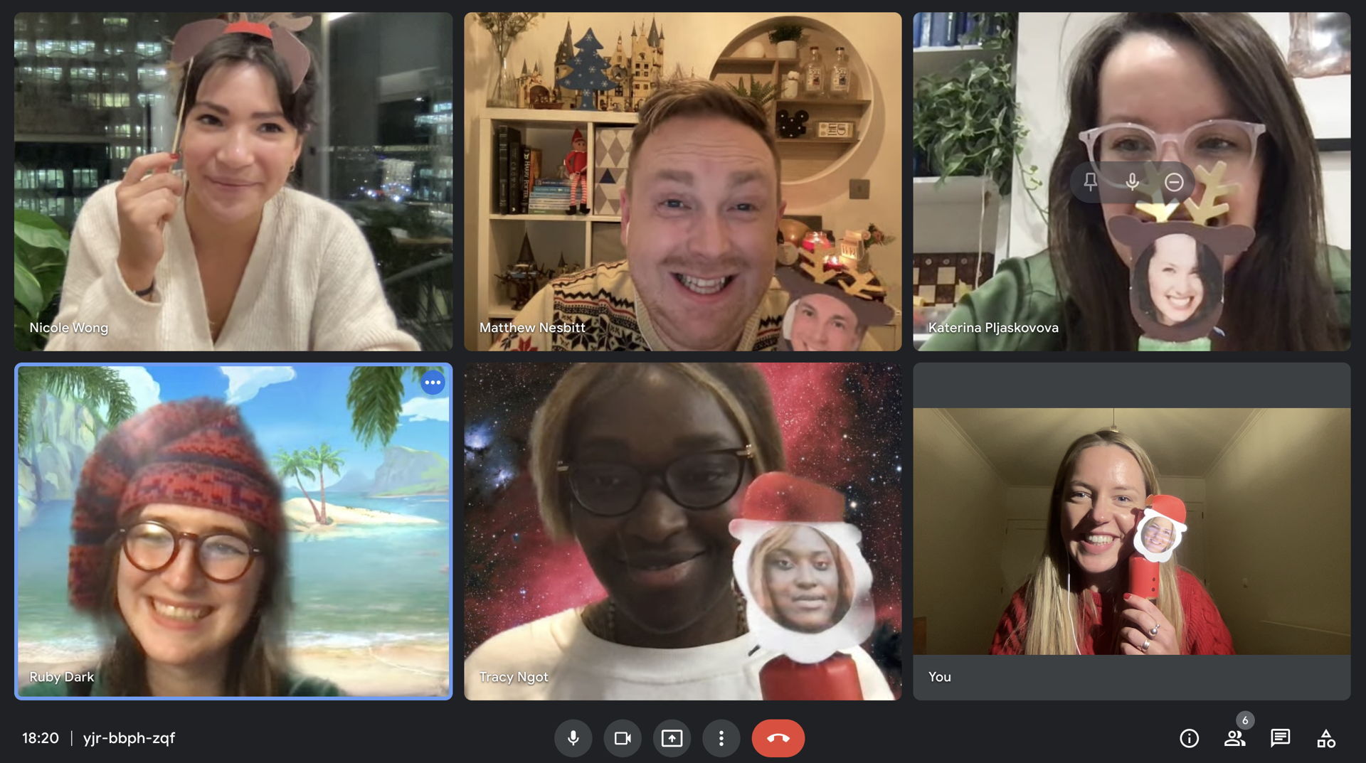 The Fair HQ team showing off their Christmas crafts in our December virtual team retreat.